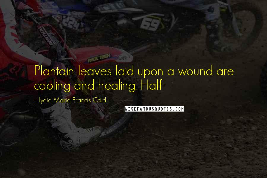 Lydia Maria Francis Child Quotes: Plantain leaves laid upon a wound are cooling and healing. Half