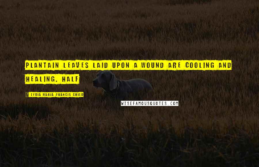Lydia Maria Francis Child Quotes: Plantain leaves laid upon a wound are cooling and healing. Half