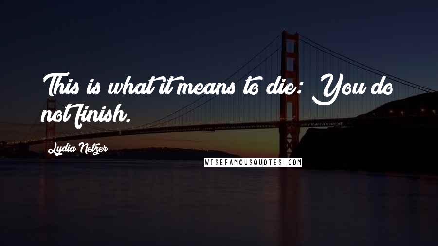 Lydia Netzer Quotes: This is what it means to die: You do not finish.