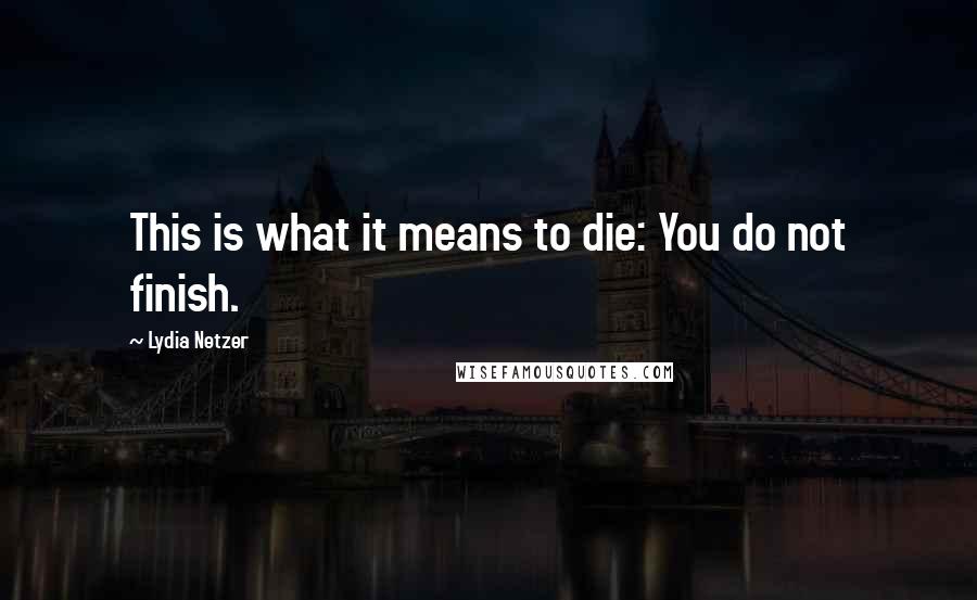 Lydia Netzer Quotes: This is what it means to die: You do not finish.