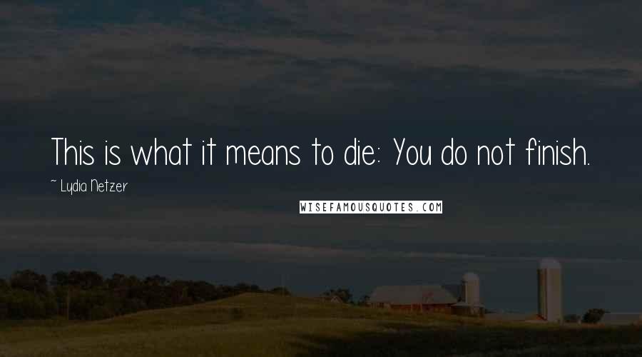 Lydia Netzer Quotes: This is what it means to die: You do not finish.