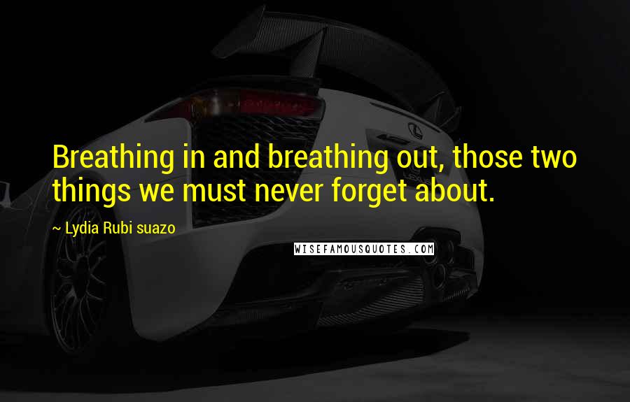 Lydia Rubi Suazo Quotes: Breathing in and breathing out, those two things we must never forget about.