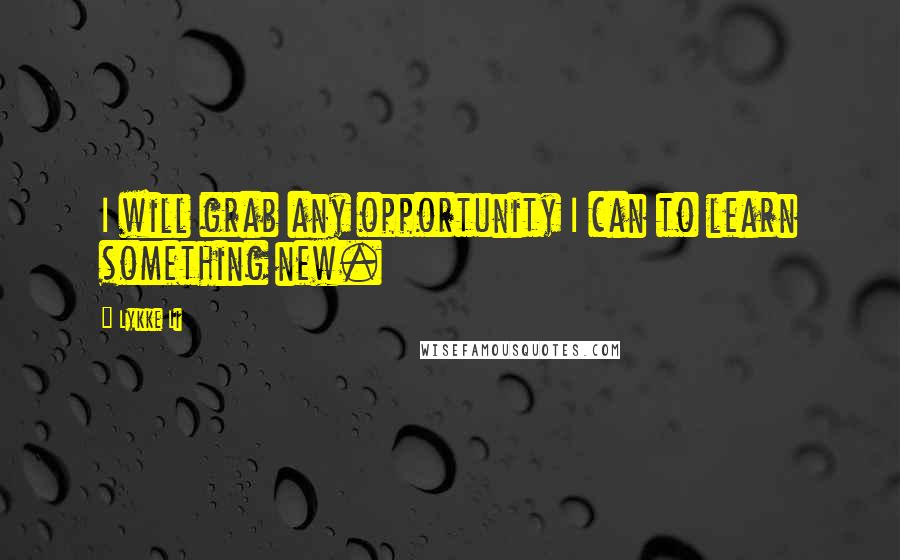 Lykke Li Quotes: I will grab any opportunity I can to learn something new.