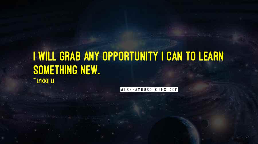 Lykke Li Quotes: I will grab any opportunity I can to learn something new.