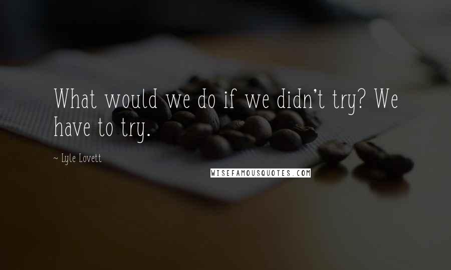 Lyle Lovett Quotes: What would we do if we didn't try? We have to try.