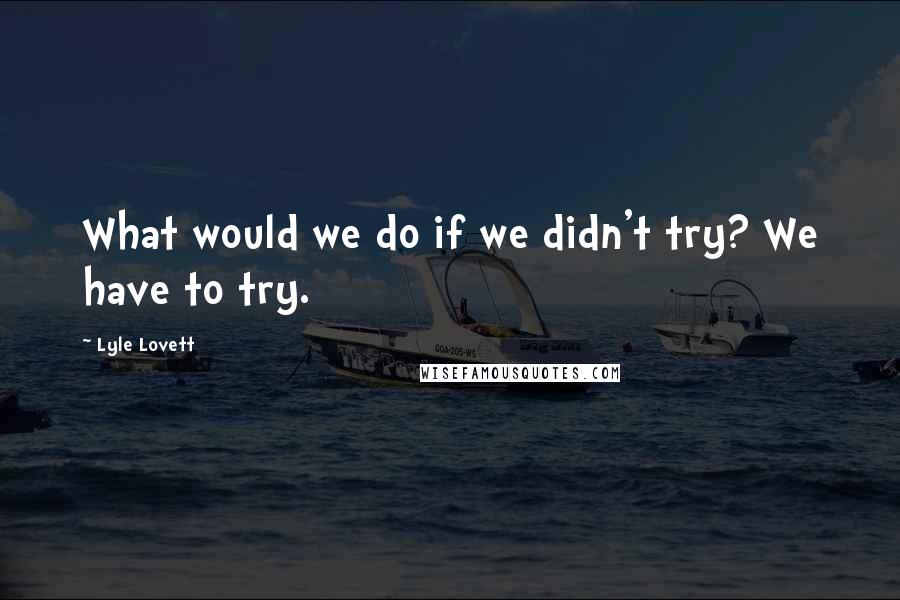 Lyle Lovett Quotes: What would we do if we didn't try? We have to try.