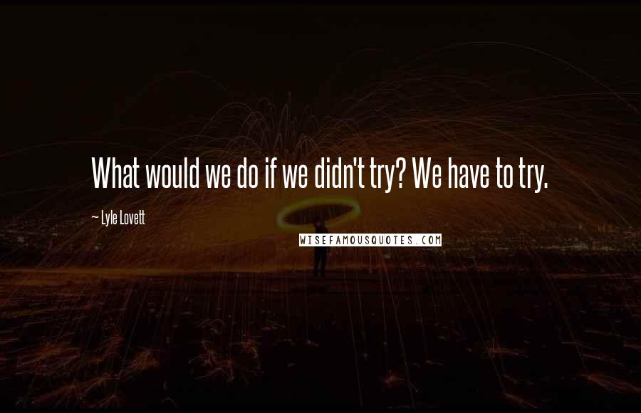 Lyle Lovett Quotes: What would we do if we didn't try? We have to try.