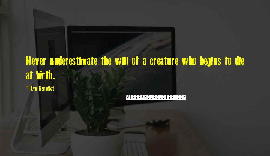 Lyn Benedict Quotes: Never underestimate the will of a creature who begins to die at birth.