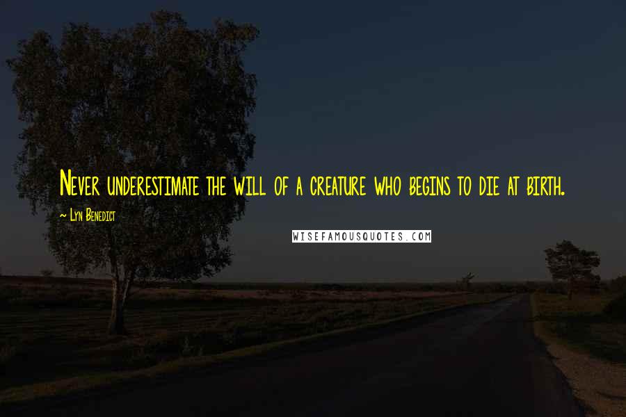 Lyn Benedict Quotes: Never underestimate the will of a creature who begins to die at birth.