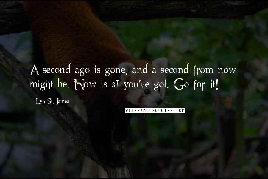 Lyn St. James Quotes: A second ago is gone, and a second from now might be. Now is all you've got. Go for it!