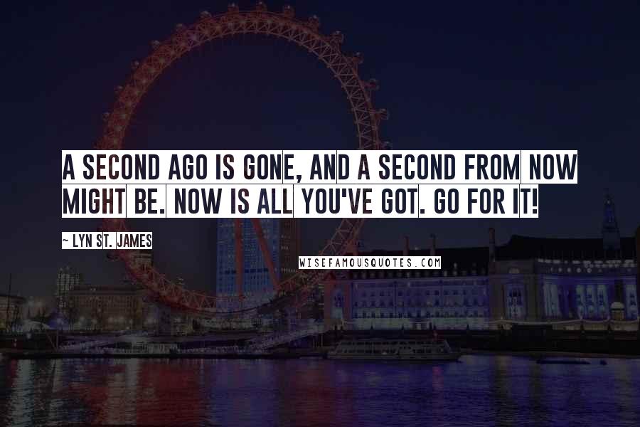 Lyn St. James Quotes: A second ago is gone, and a second from now might be. Now is all you've got. Go for it!