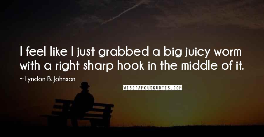 Lyndon B. Johnson Quotes: I feel like I just grabbed a big juicy worm with a right sharp hook in the middle of it.