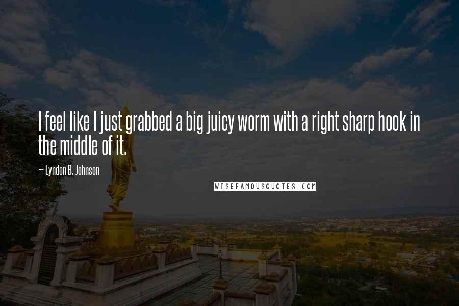 Lyndon B. Johnson Quotes: I feel like I just grabbed a big juicy worm with a right sharp hook in the middle of it.