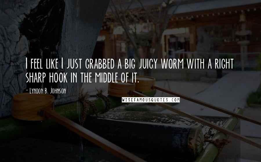 Lyndon B. Johnson Quotes: I feel like I just grabbed a big juicy worm with a right sharp hook in the middle of it.
