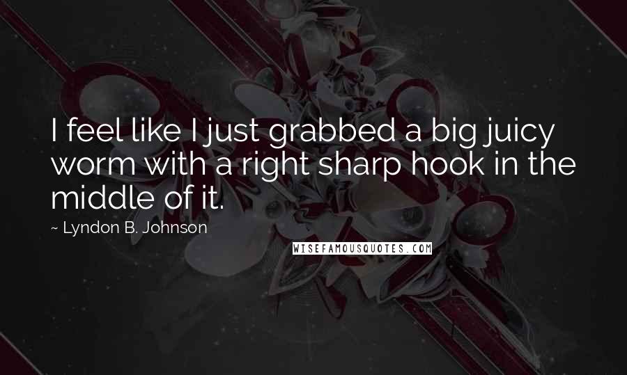 Lyndon B. Johnson Quotes: I feel like I just grabbed a big juicy worm with a right sharp hook in the middle of it.