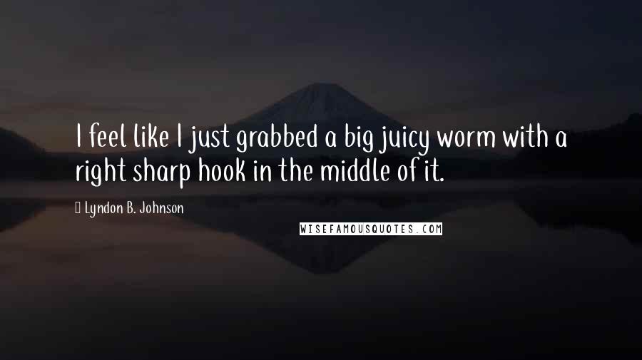 Lyndon B. Johnson Quotes: I feel like I just grabbed a big juicy worm with a right sharp hook in the middle of it.