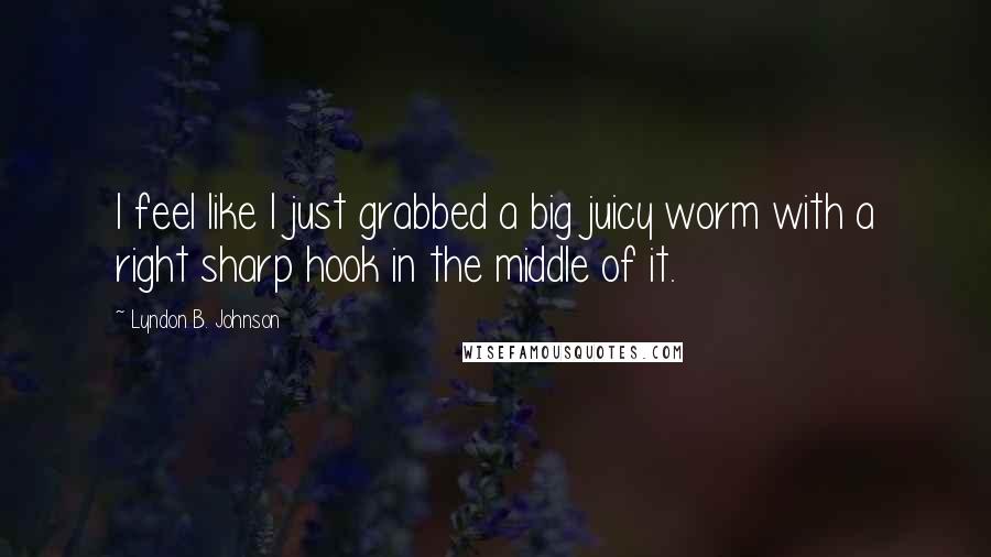 Lyndon B. Johnson Quotes: I feel like I just grabbed a big juicy worm with a right sharp hook in the middle of it.