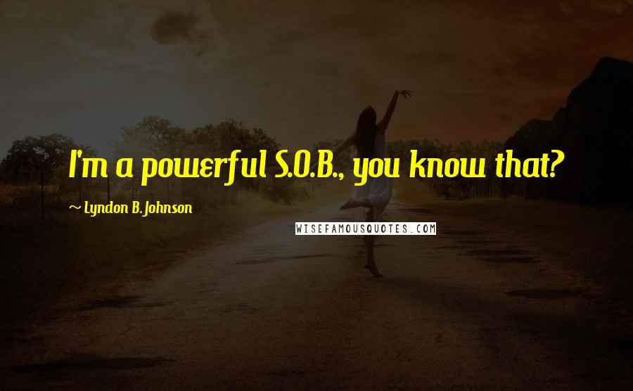 Lyndon B. Johnson Quotes: I'm a powerful S.O.B., you know that?