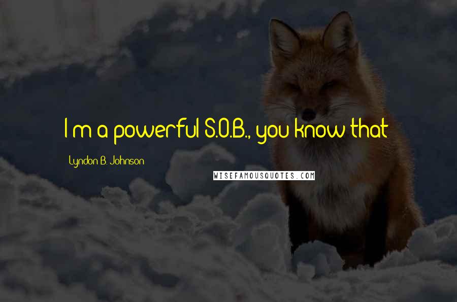 Lyndon B. Johnson Quotes: I'm a powerful S.O.B., you know that?