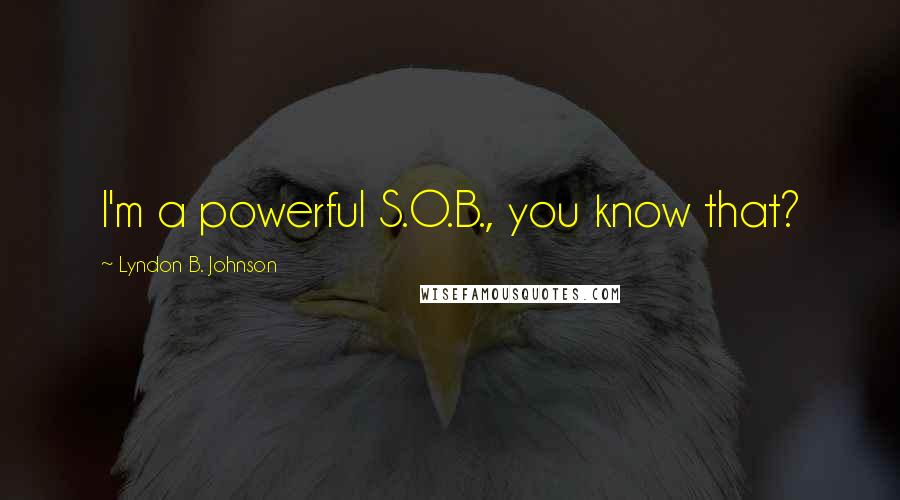 Lyndon B. Johnson Quotes: I'm a powerful S.O.B., you know that?
