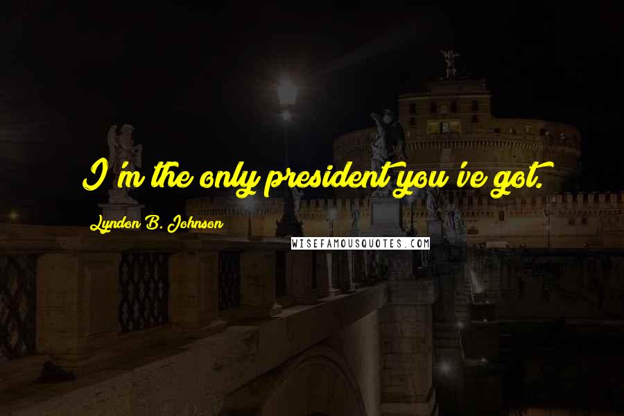 Lyndon B. Johnson Quotes: I'm the only president you've got.