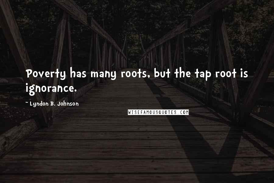 Lyndon B. Johnson Quotes: Poverty has many roots, but the tap root is ignorance.