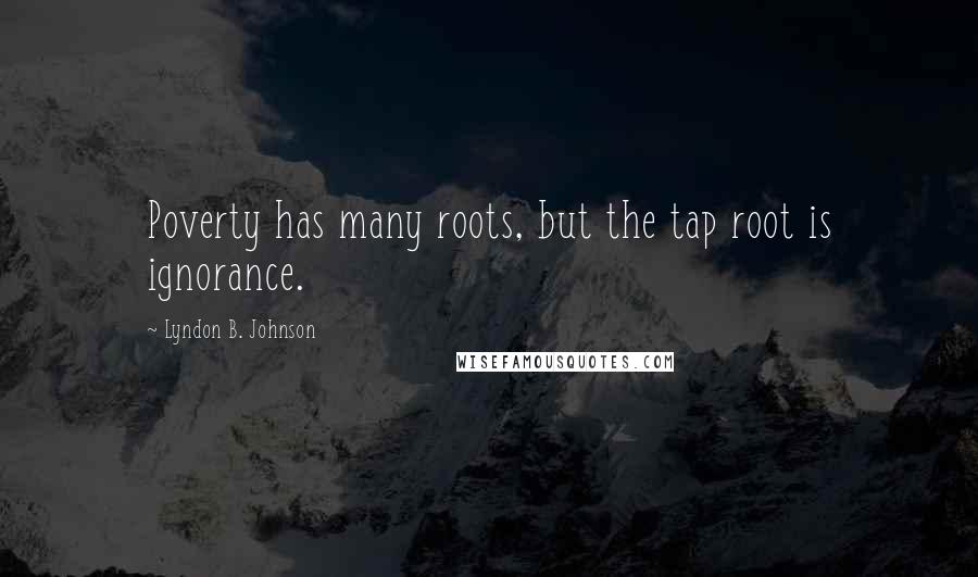 Lyndon B. Johnson Quotes: Poverty has many roots, but the tap root is ignorance.