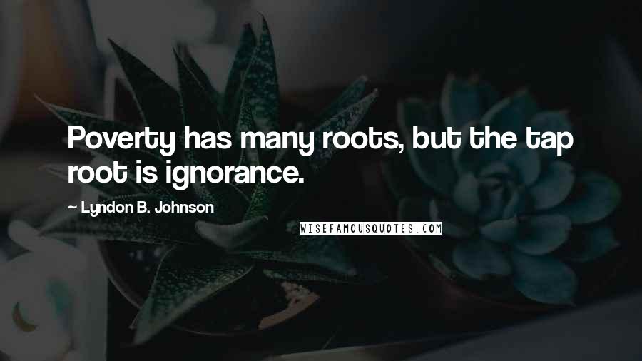 Lyndon B. Johnson Quotes: Poverty has many roots, but the tap root is ignorance.