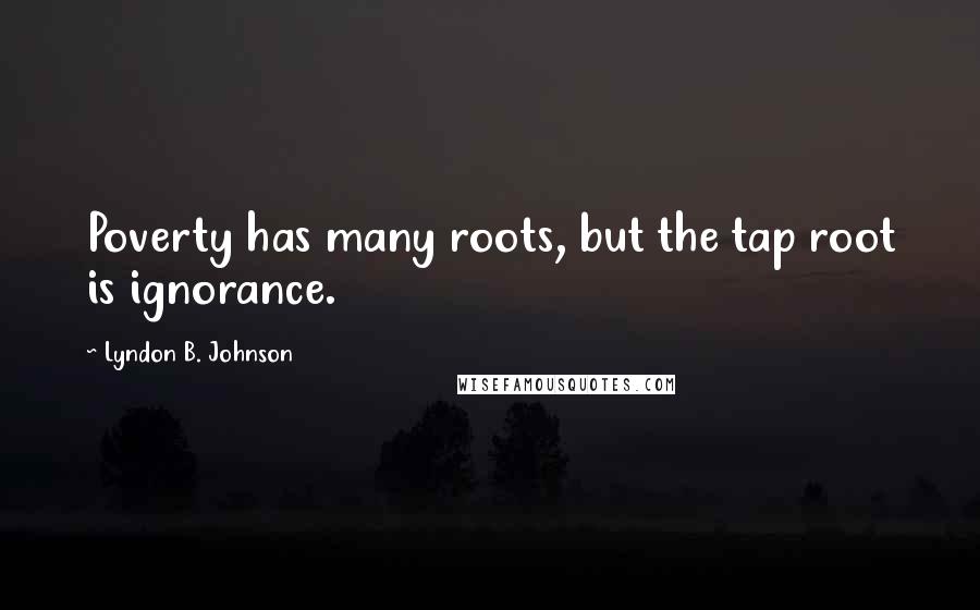 Lyndon B. Johnson Quotes: Poverty has many roots, but the tap root is ignorance.