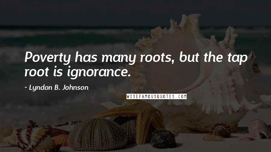 Lyndon B. Johnson Quotes: Poverty has many roots, but the tap root is ignorance.