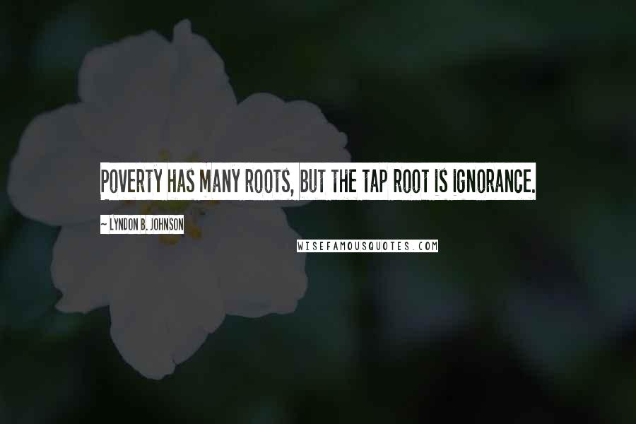 Lyndon B. Johnson Quotes: Poverty has many roots, but the tap root is ignorance.