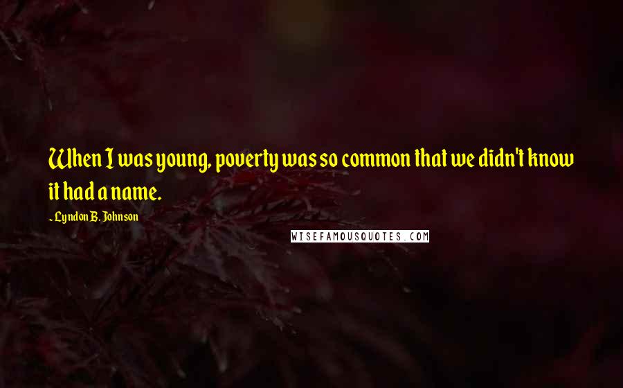 Lyndon B. Johnson Quotes: When I was young, poverty was so common that we didn't know it had a name.