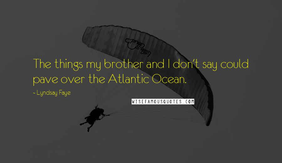 Lyndsay Faye Quotes: The things my brother and I don't say could pave over the Atlantic Ocean.