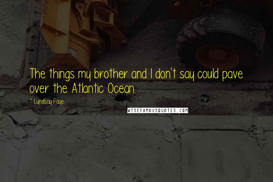 Lyndsay Faye Quotes: The things my brother and I don't say could pave over the Atlantic Ocean.
