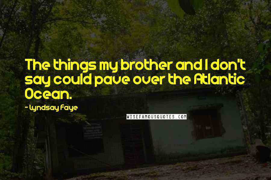 Lyndsay Faye Quotes: The things my brother and I don't say could pave over the Atlantic Ocean.