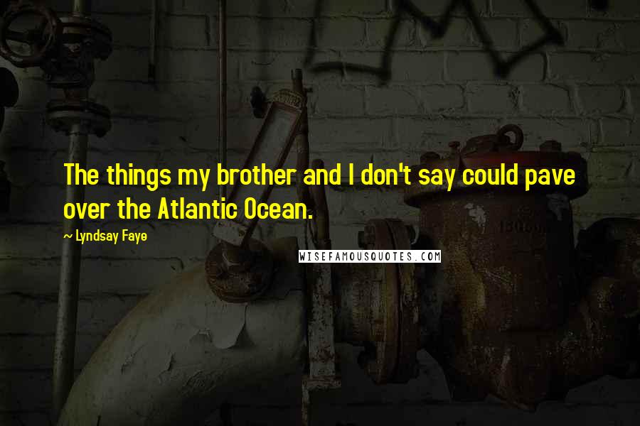 Lyndsay Faye Quotes: The things my brother and I don't say could pave over the Atlantic Ocean.