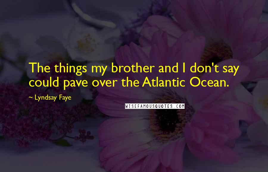 Lyndsay Faye Quotes: The things my brother and I don't say could pave over the Atlantic Ocean.