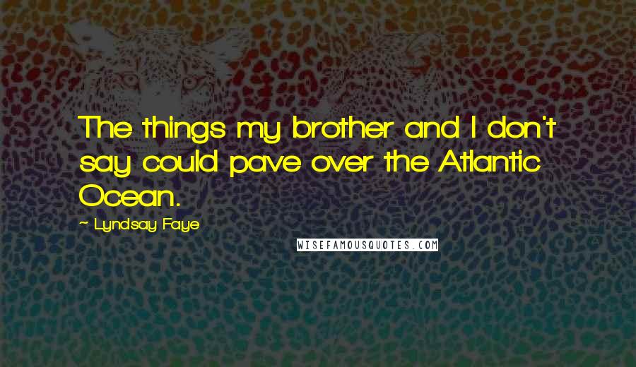 Lyndsay Faye Quotes: The things my brother and I don't say could pave over the Atlantic Ocean.