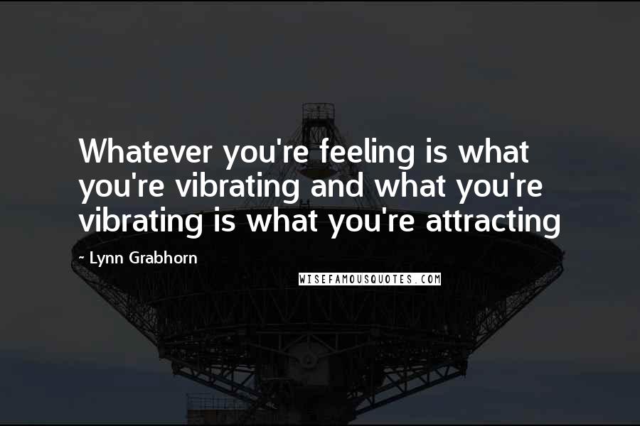 Lynn Grabhorn Quotes: Whatever you're feeling is what you're vibrating and what you're vibrating is what you're attracting