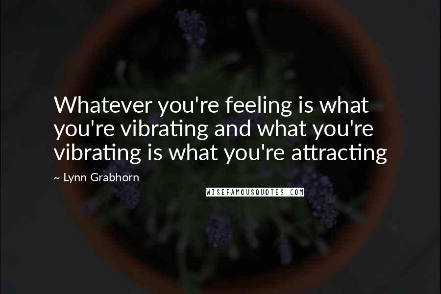 Lynn Grabhorn Quotes: Whatever you're feeling is what you're vibrating and what you're vibrating is what you're attracting