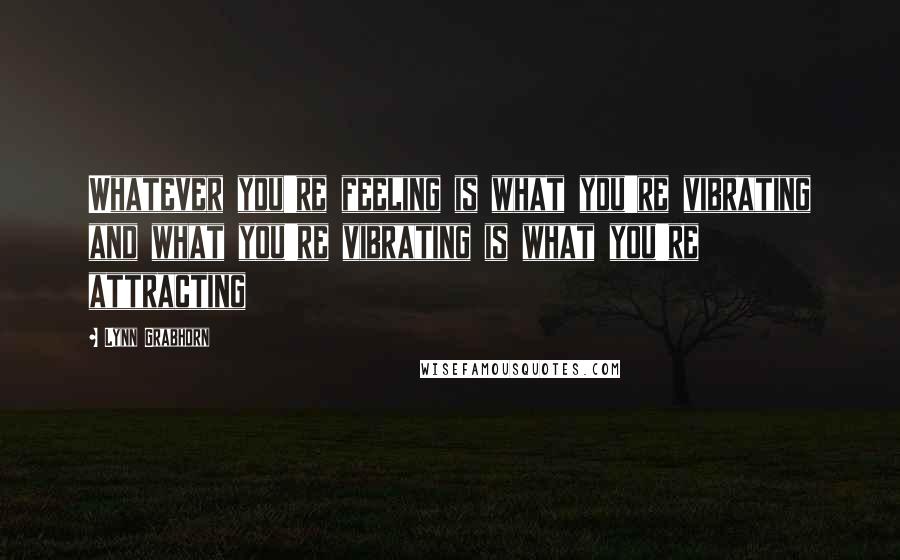 Lynn Grabhorn Quotes: Whatever you're feeling is what you're vibrating and what you're vibrating is what you're attracting