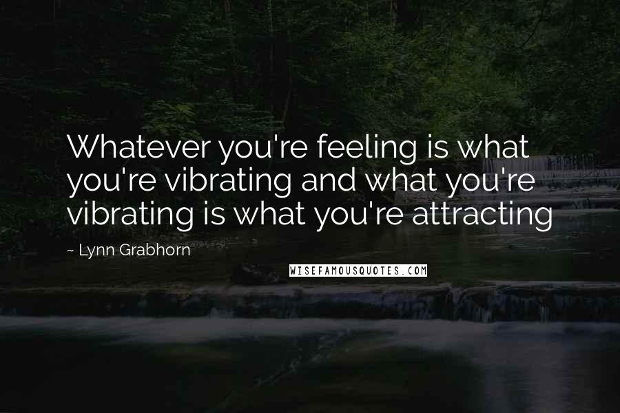 Lynn Grabhorn Quotes: Whatever you're feeling is what you're vibrating and what you're vibrating is what you're attracting