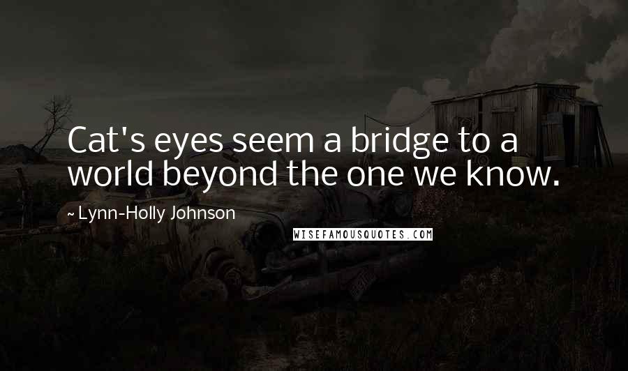 Lynn-Holly Johnson Quotes: Cat's eyes seem a bridge to a world beyond the one we know.