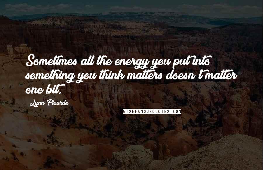 Lynn Plourde Quotes: Sometimes all the energy you put into something you think matters doesn't matter one bit.
