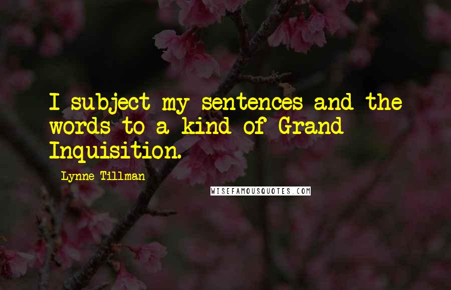 Lynne Tillman Quotes: I subject my sentences and the words to a kind of Grand Inquisition.