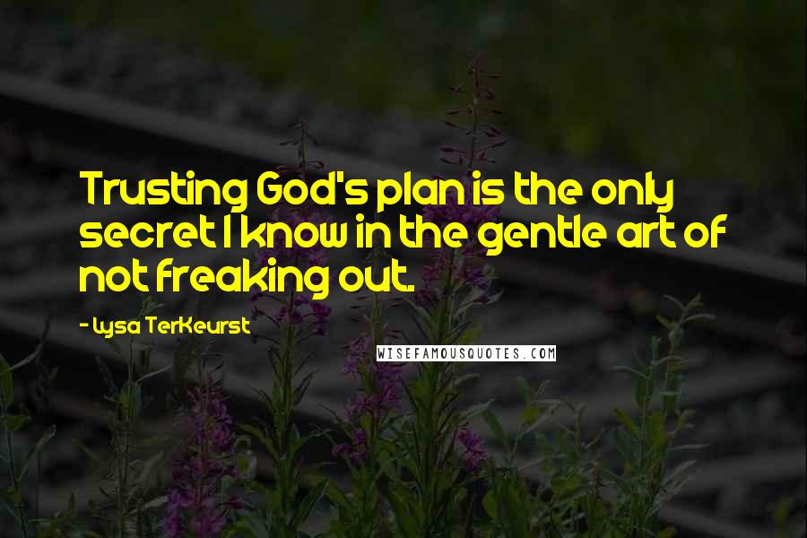 Lysa TerKeurst Quotes: Trusting God's plan is the only secret I know in the gentle art of not freaking out.