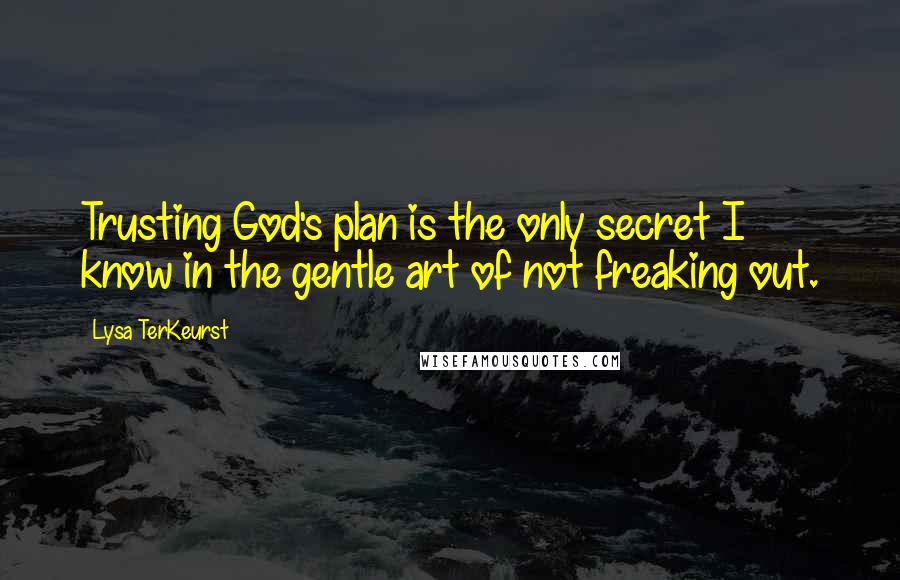 Lysa TerKeurst Quotes: Trusting God's plan is the only secret I know in the gentle art of not freaking out.