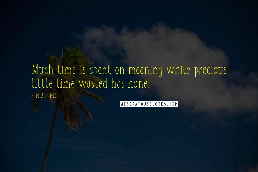 M.B.JONES Quotes: Much time is spent on meaning while precious little time wasted has none!