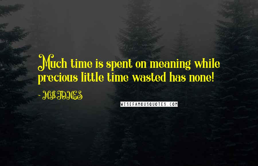 M.B.JONES Quotes: Much time is spent on meaning while precious little time wasted has none!