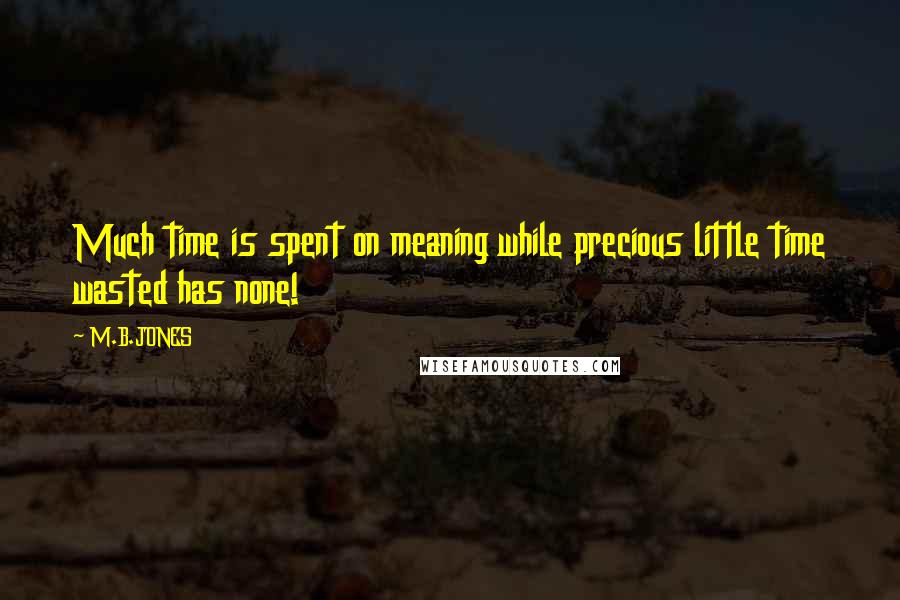 M.B.JONES Quotes: Much time is spent on meaning while precious little time wasted has none!